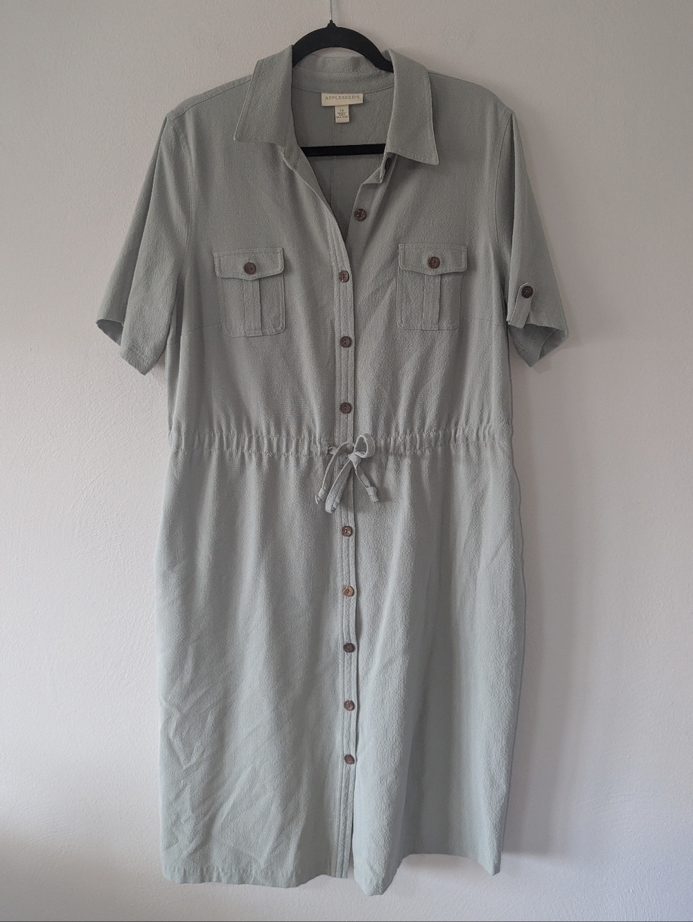 14 Appleseed's‎ Green Button Down Safari Tie Waist Dress